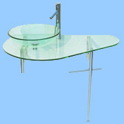 Glass basin on glass worktop