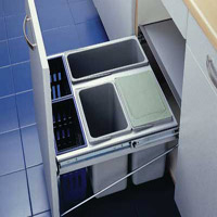 kitchen waste bin - D-cargo, 1 x 12litre + 2x8.5litre + 2xbaskets = 50litres bins.
