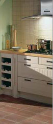 Kitchen, cottage style in ivory vinyl
